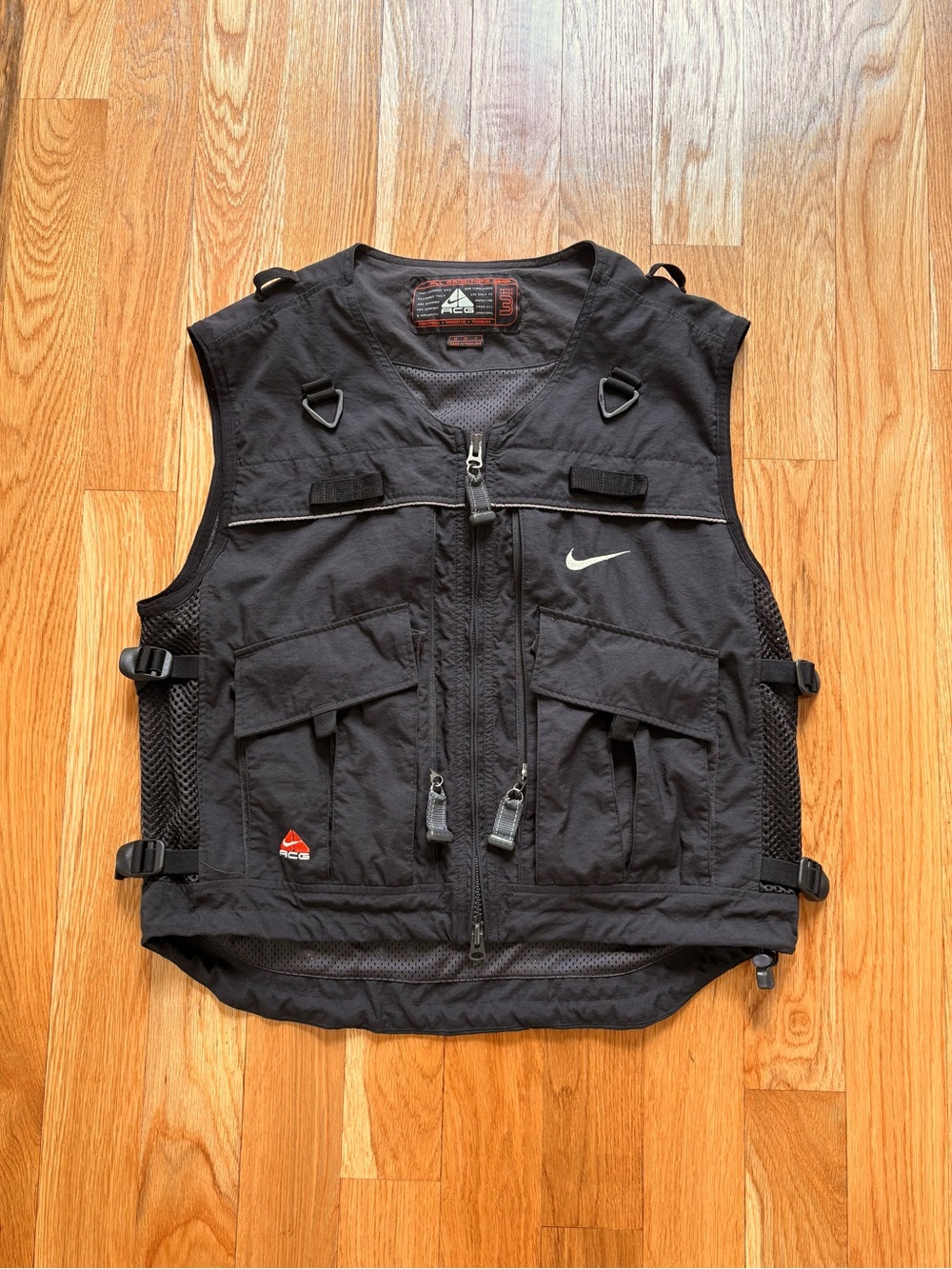 Nike ACG Vintage Y2K Cargo Utility Vest Black Tactical Hiking Fishing Gorpcore M